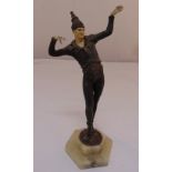 An Art Deco style figurine of a dancer on shaped marble base, 32cm (h)