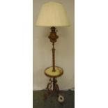 A Victorian style brass standard lamp with silk shade, 182cm (h)