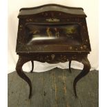 A Victorian painted writing desk on cabriole legs, A/F