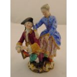 Meissen figural group of a female and a male ice skater, marks to the base, 13.5cm (h)