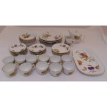 Royal Worcester Evesham part dinner and tea service to include plates, bowls, a teapot, cups and