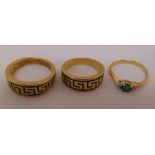 Three 14ct yellow gold rings, approx total weight 14.3g
