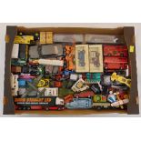 A quantity of diecast cars, trucks and buses to include Corgi, Matchbox and Dinky, all playworn