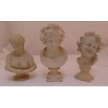 Three composition and Parianware classical busts, tallest 32cm (h)