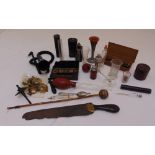 A quantity of Victorian and early 20th century medical equipment to include a percussion hammer, a