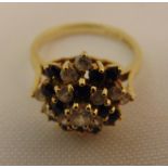 9ct yellow gold ring set with coloured stones, approx total weight 3.6g