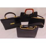 Four ladies handbags to include a black crocodile skin handbag