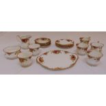 Royal Albert Old Country Roses tea set to include a milk jug, a sugar bowl, plates, cups and saucers