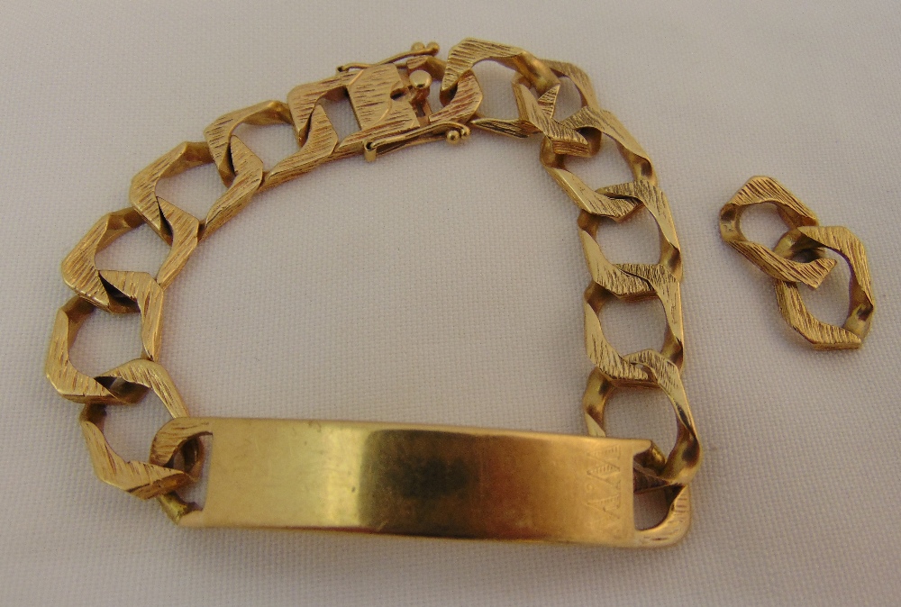 9ct yellow gold identity bracelet, approx total weight 43.4g