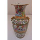 A Chinese famile verte baluster vase decorated with figures in a architectural setting, 44cm (h)