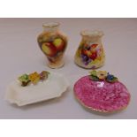 A quantity of Royal Worcester porcelain to include a Fallen Fruit miniature vase and two bonbon