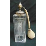 Lalique Duncan perfume atomiser of rectangular form with silver plated collar, 19.5cm (h)