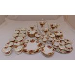 Royal Albert Old Country Roses tea and coffee set to include teapots, a coffee pot, plates, cups and