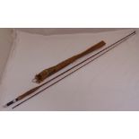 Sharpes of Aberdeen Scottie two piece split cane fly fishing rod in original canvas carrying bag