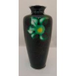 Japanese Ginbari enamel vase with floral decoration to the sides, 21cm (h)