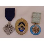 Three hallmarked silver and enamel Masonic jewels