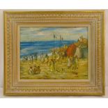 Walter John Beauvais framed oil on panel of a French beach scene, signed bottom left, 34 x 44.5cm,