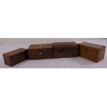 Four Victorian and Edwardian wooden tea caddies and jewellery caskets of rectangular form