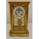 John Walker of Regent Street London a brass and glass two train movement mantle clock with white