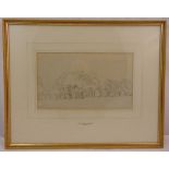 William Turner of Oxford framed and glazed monochromatic drawing of trees in a landscape signed