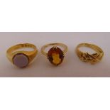 Three 18ct yellow gold signet rings, approx total weight 13.9g