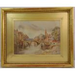 Louis Burleigh Bruhl framed and glazed watercolour of a Dutch canal, signed bottom right, 35 x 48cm