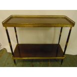 A 1960s rectangular mahogany and gilt metal two tier side table with pierced gallery top, 64 x 70.