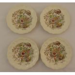 Four Royal Doulton D6141 Hampshire soup bowls decorated with buds, flowers and leaves