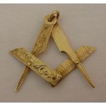 9ct gold Masonic dividers, approx total weight 5.0g