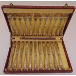 A cased set of silver handled fish knives and forks