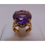 Yellow gold and Alexanderite cocktail ring, gold tested 18ct, approx total weight 8.2g