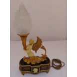 A Regency style table lamp in the form of a classical figurine supporting a torch on shaped