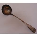 A Scottish George IV hallmarked silver fiddle pattern soup ladle, circa 1820, approx total weight