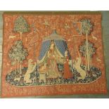 The Taste Medieval Wall reproduction tapestry woven with figures and mythological beasts, 140 x