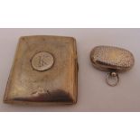 A hallmarked silver cigarette case and a silver sovereign case, approx total weight 107.9g
