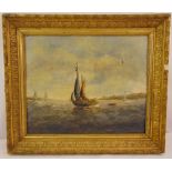 G Messin framed oil on panel of a sailing boat, signed bottom left, 39 x 47.5cm A/F