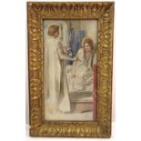 Dante Gabriel Rossetti framed and glazed polychromatic print, The Annunciation monogrammed bottom