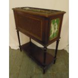 A Victorian rectangular mahogany jardiniŠre with bergere sides, Jasperware decorative panels and