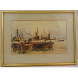 Richard Henry Nibbs framed and glazed watercolour titled The Thames Basin, signed and dated bottom