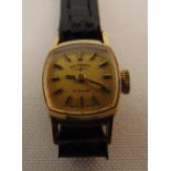 Rotary 9ct gold ladies wristwatch on a replacement leather strap