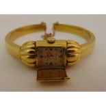 Rolex Precision Art Deco ladies 18ct gold bangle cocktail watch, approx total weight 26.2g