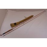 The Perfection Hardy Palakona two piece split cane fly fishing rod in original Hardy canvas bag