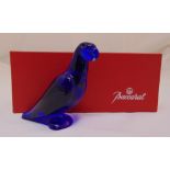 A Baccarat blue glass bird figurine in original packaging, 10cm (h)