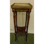 A French style rectangular plant stand with pierced gallery top on four cabriole supports, 82 x 30.5