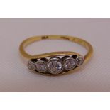 18ct yellow gold and five stone diamond ring, approx total weight 2.0g