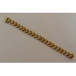 9ct gold three coloured gold bracelet, approx total weight 25.4g