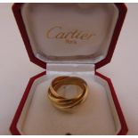 Cartier three colour 18ct gold Trinity ring in original Cartier box, approx total weight 8.6g