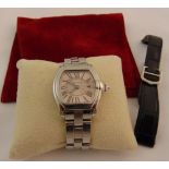 Cartier Roadster ladies stainless steel wristwatch on a stainless steel bracelet, to include