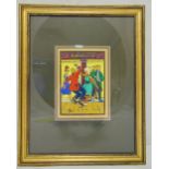 A framed and glazed oil on panel of revellers dancing, monogrammed bottom left CSC, 17.5 x 12cm