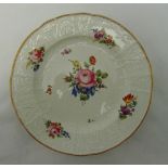 Meissen Marcolini period plate decorated with flowers and leaves, marks to the base, 25.5cm (dia)